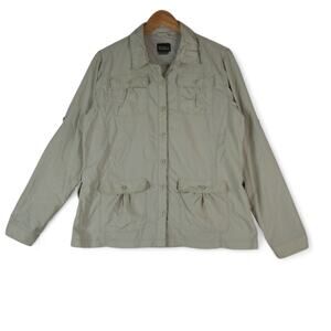 Royal Robbins Shirt Womens XL Expedition Safari Button Up Long Sleeve Nylon Tan